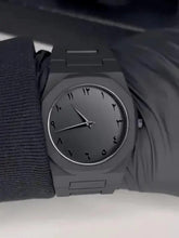 Men Black Carbon Fiber Arabic Dial Watch 4