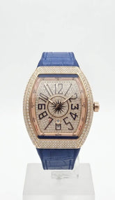 Diamond Stone Men's Luxury Fashion Watch, (Working Date & Premium Textured Strap)